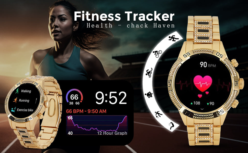 Gen 15 Smartwatch, HD Display Gold Metal Strap & Activity Tracker, Bluetooth Calling, Customizable Watch Faces, Water Resistant Smartwatch for Women & Girls