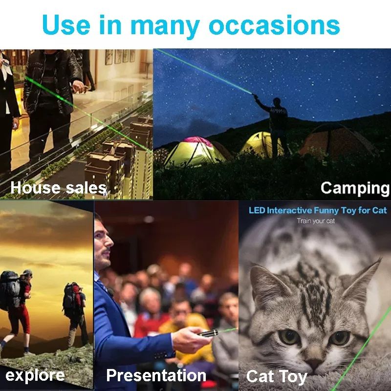 Green Laser Pointer | Long-Range, Laser Light Powerful | for Party, Disco Light Adjustable Mode, 2000m Handheld Laser Pen, Suitable for Camping, Hiking (Green)