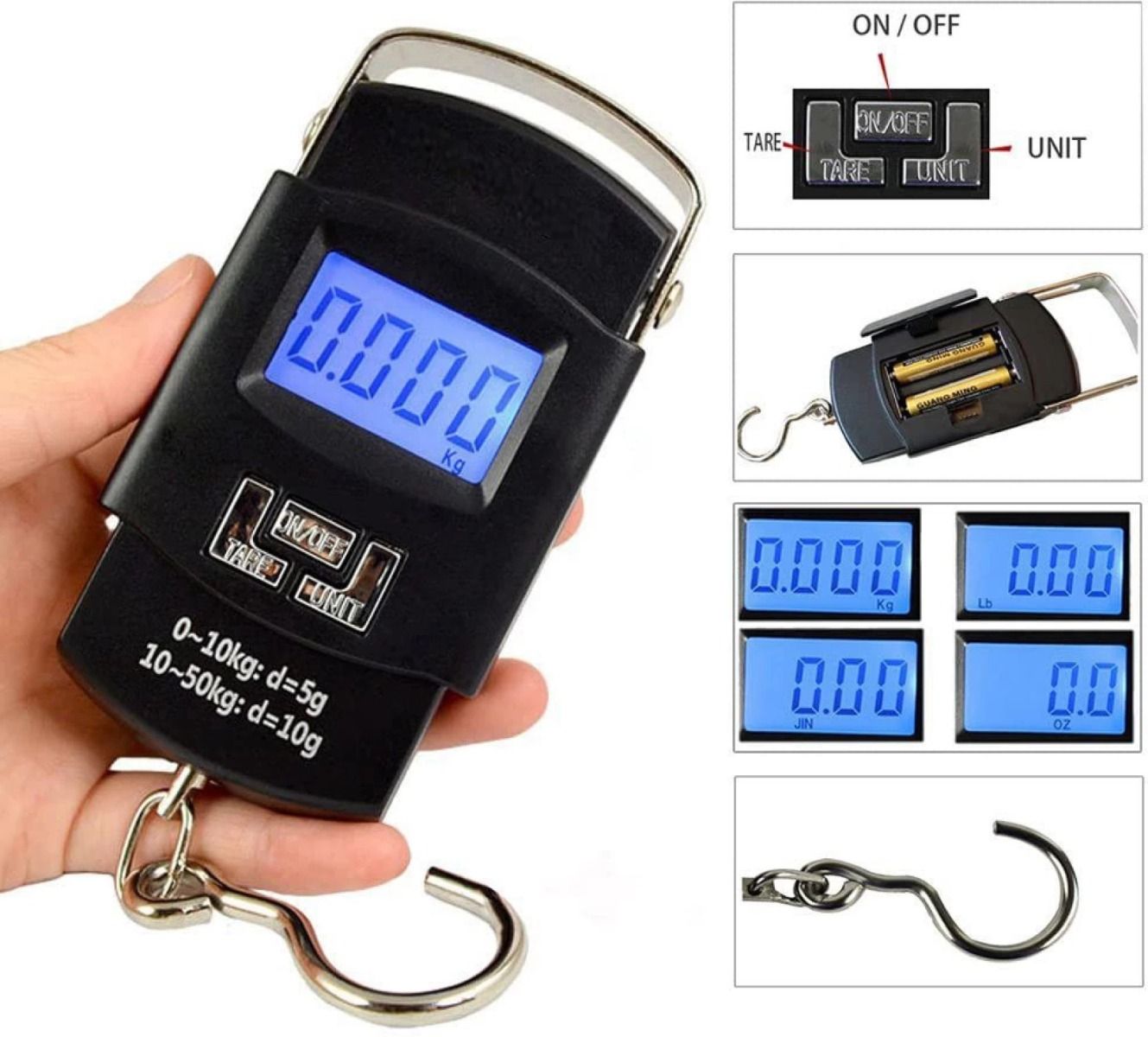 Portable Digital Hanging Scale – 50kg/110lb Capacity with LED Display & Hook Design