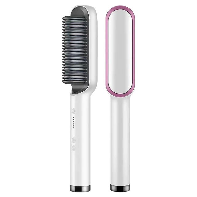 Hair Straightener Brush Iron with Comb – Fast Heating, 5 Temp Settings & Anti-Scald Design for Smooth, Sleek Styling