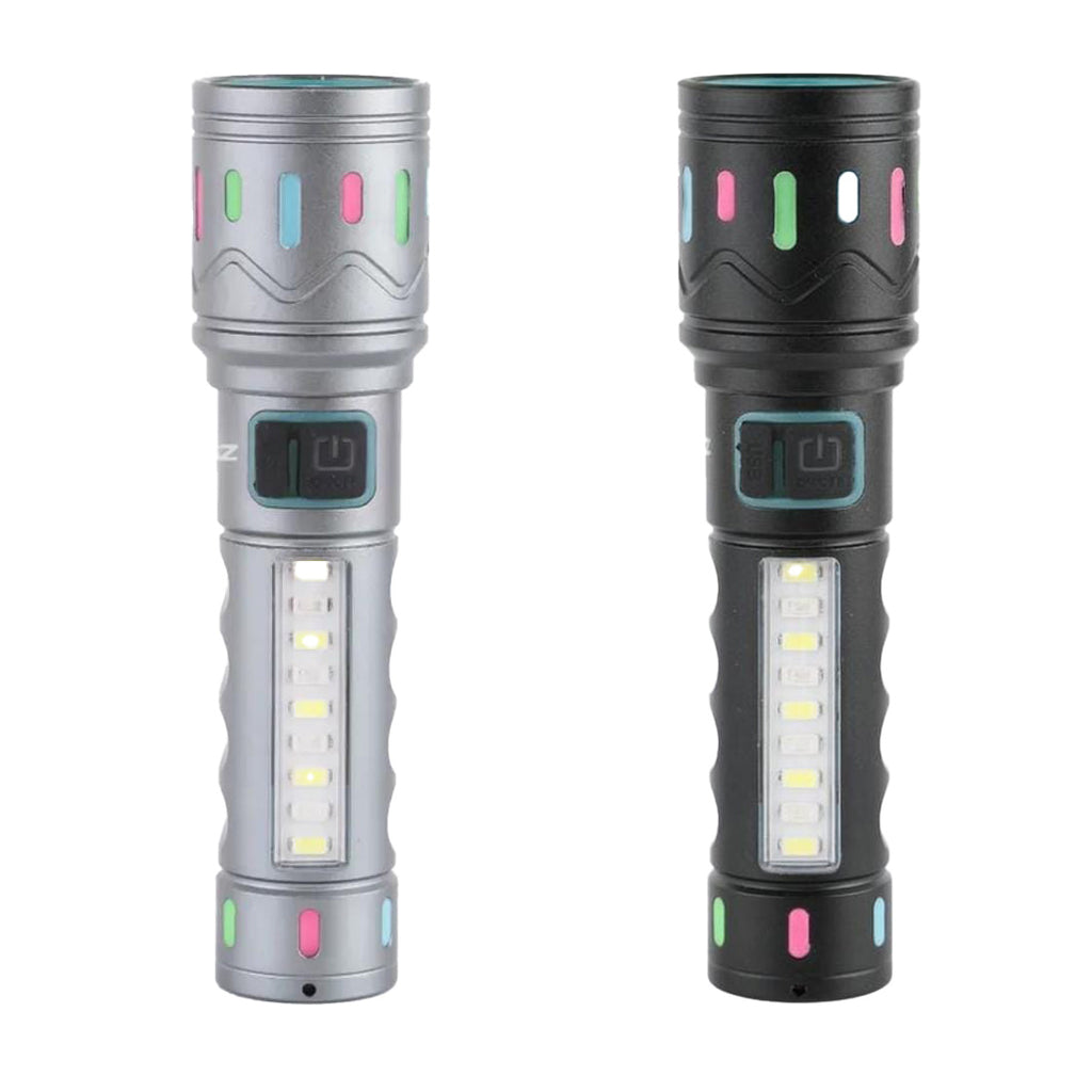 M036C (RECHARGEABLE LED METAL TORCH) Zoomable with 5 Modes Flashlight, Super Bright 80W LED Light with 1200mAh Battery