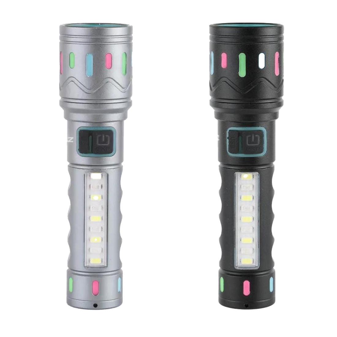 M036C (RECHARGEABLE LED METAL TORCH) Zoomable with 5 Modes Flashlight, Super Bright 80W LED Light with 1200mAh Battery