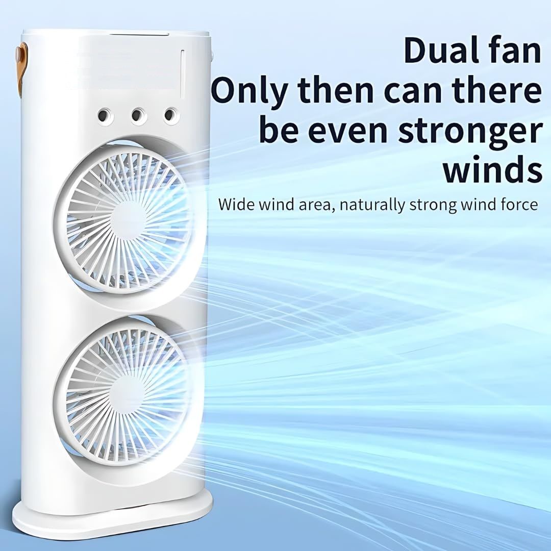 Portable Double-Ended Spray Fan – Cool, Quiet & Energy-Efficient Air Circulator with Water/Ice Chamber