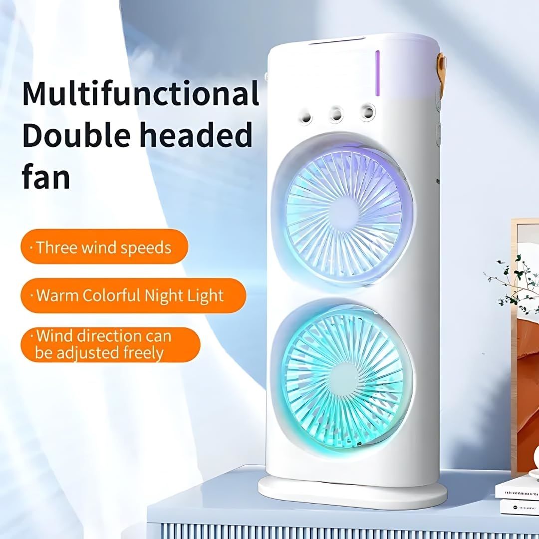 Portable Double-Ended Spray Fan – Cool, Quiet & Energy-Efficient Air Circulator with Water/Ice Chamber